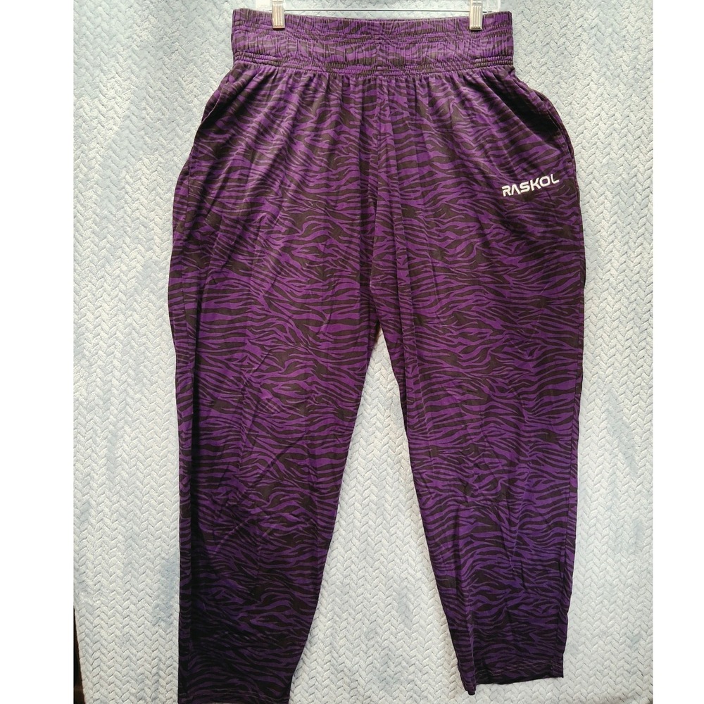 Raskol Apparel Purple Tiger Stripe Joggers Mens XL Gym Bodybuilding Pants